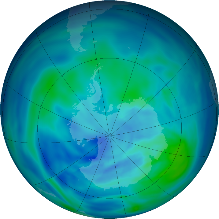 Antarctic ozone map for 25 March 2005